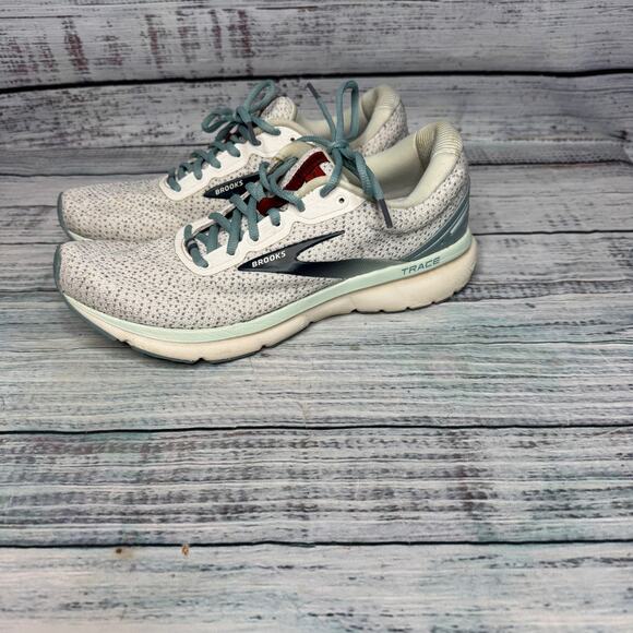 Brooks Trace 2 Running Shoes White Teal Lightweight Cushion Comfort 10.5 - Picture 2 of 4